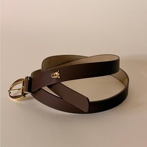 Steve Madden Brown Belt with Gold Buckle